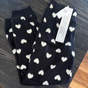 Old Navy Black Pajamas with White Heart Pattern